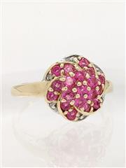 14k 3.8g Solid Yellow Gold Synthetic Spinel Swirl Bouquet Diamond Ring Size-7